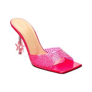 Mach & Mach Crystal-Embellished Star Vinyl & Leather Mule Size 37.5 (7.5) $1180